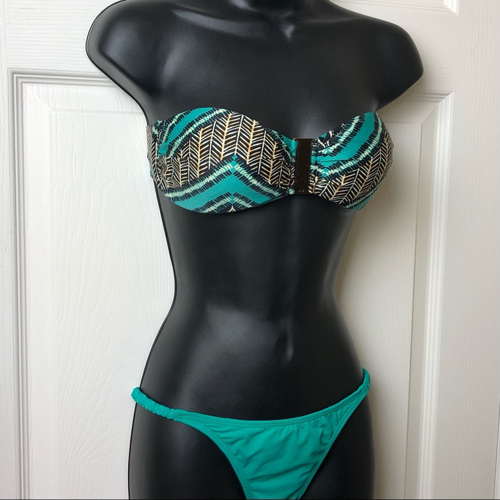 VIX PAULA HERMANNY Brazilian Designer Bikini Bandeau & Bottom - Like NEW Size S